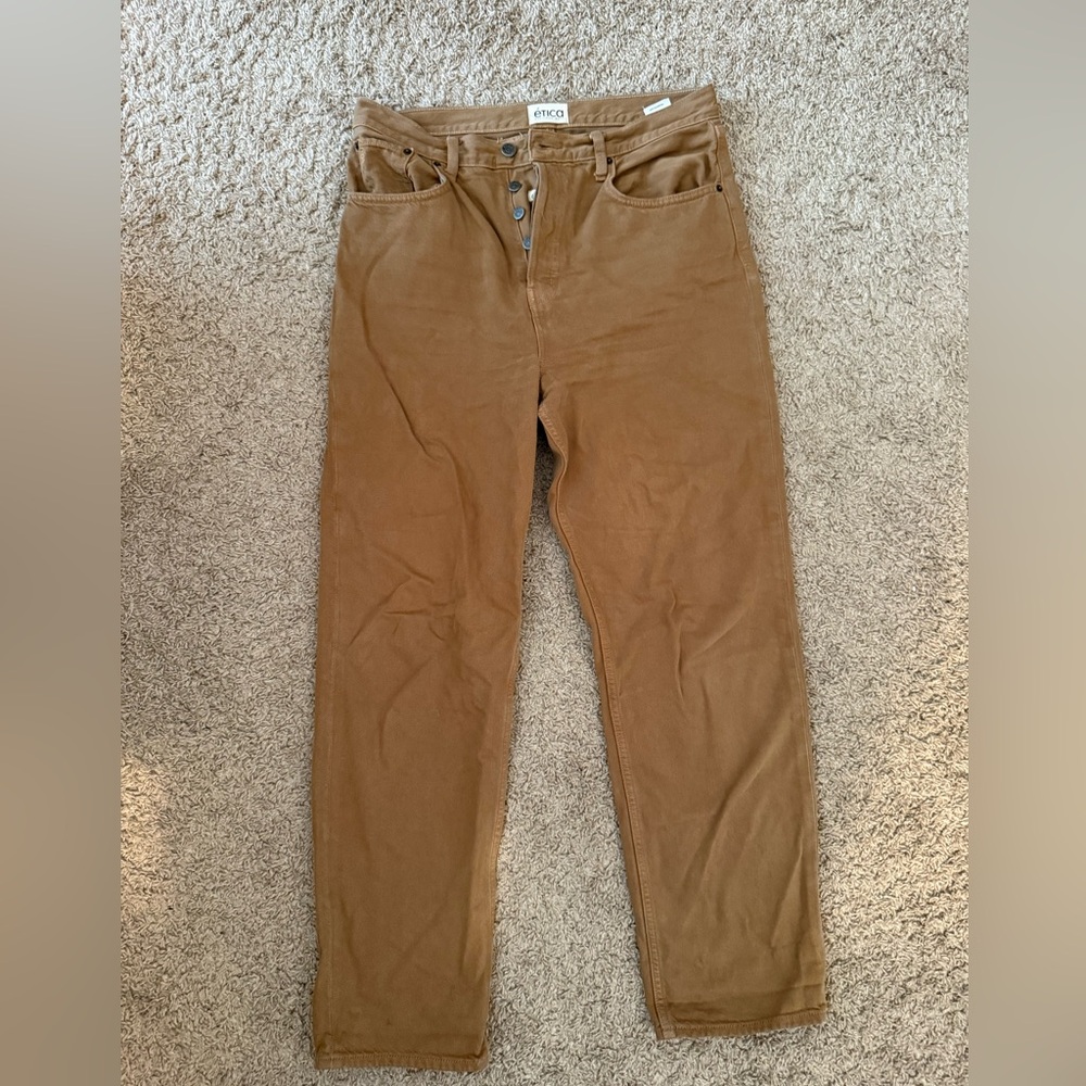 Etica Bryce Pinch Waist Boyfriend Jean/Pant - tan